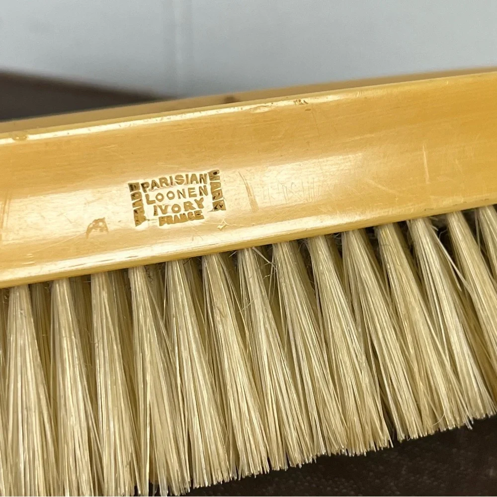 Antique Parisian Loonen Ivory Celluloid Vanity Brush (Unique Photo Holder)